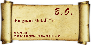 Bergman Orbán névjegykártya
